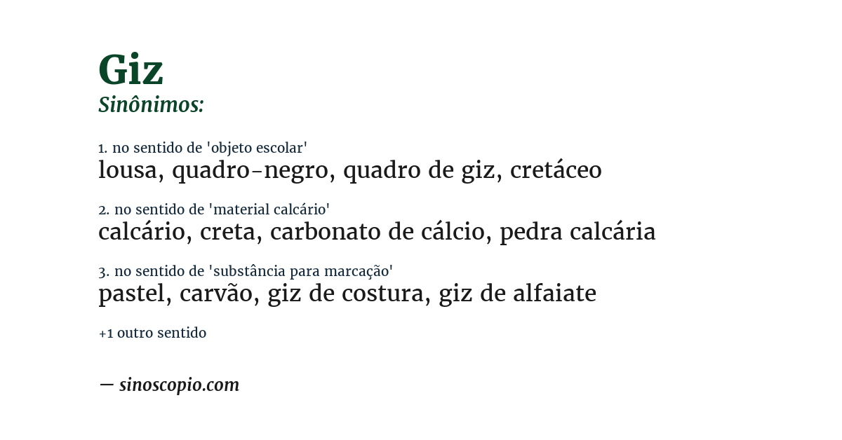 Sinônimo de giz
