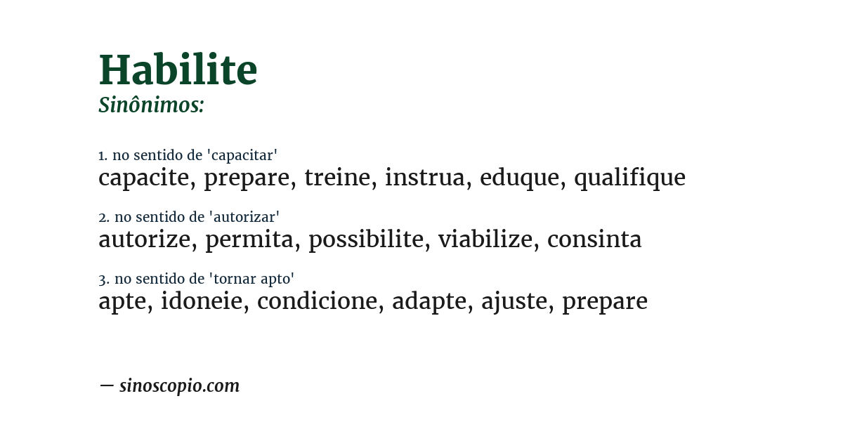 Sinônimo de habilite