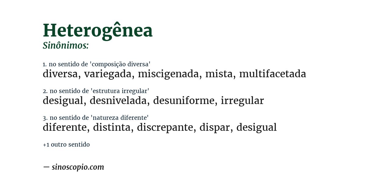 Sinônimo de heterogênea