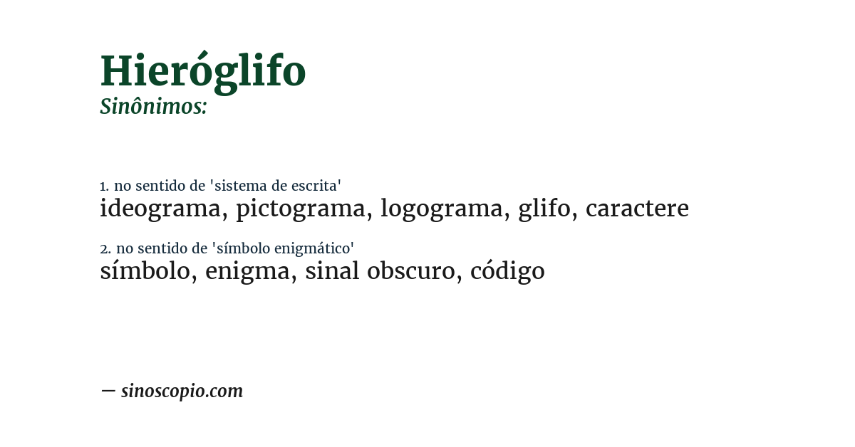 Sinônimo de hieróglifo