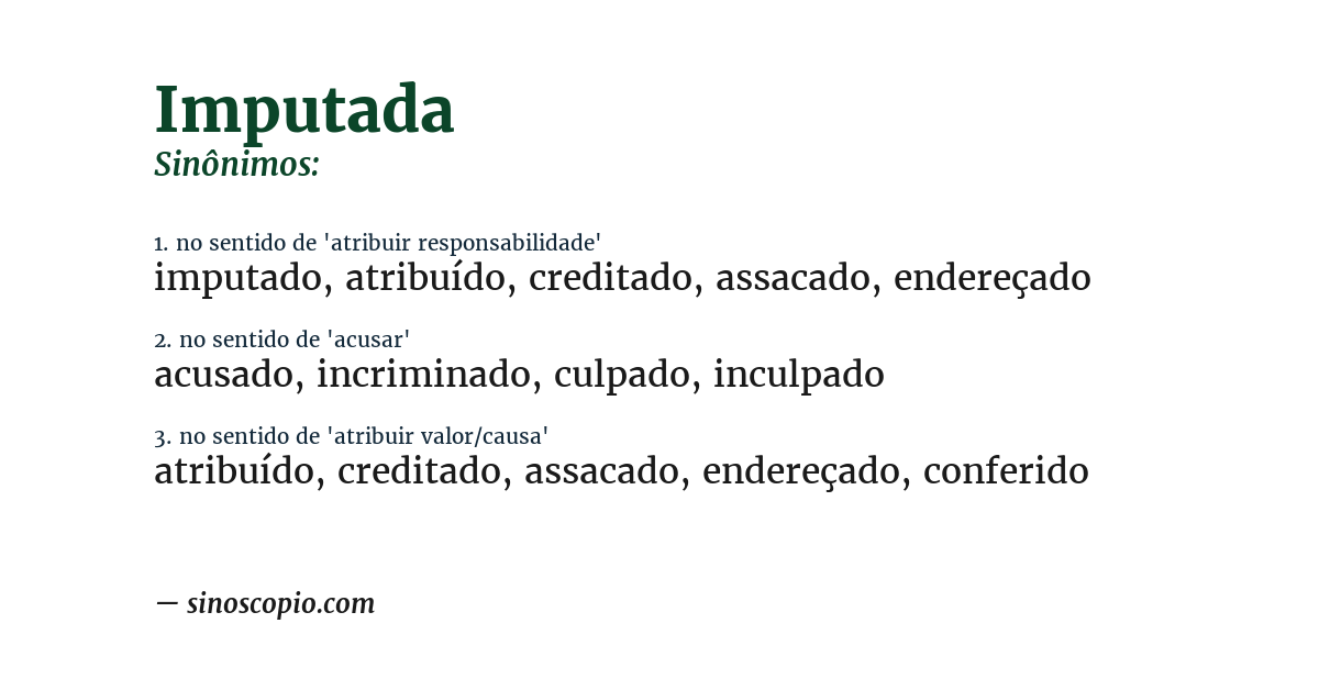 Sinônimo de imputada