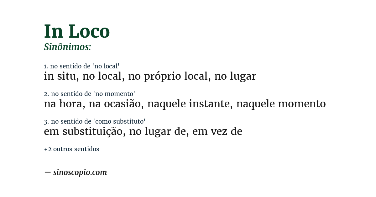 Sinônimo de in loco
