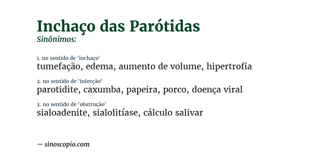 Sinônimo de inchaço das parótidas