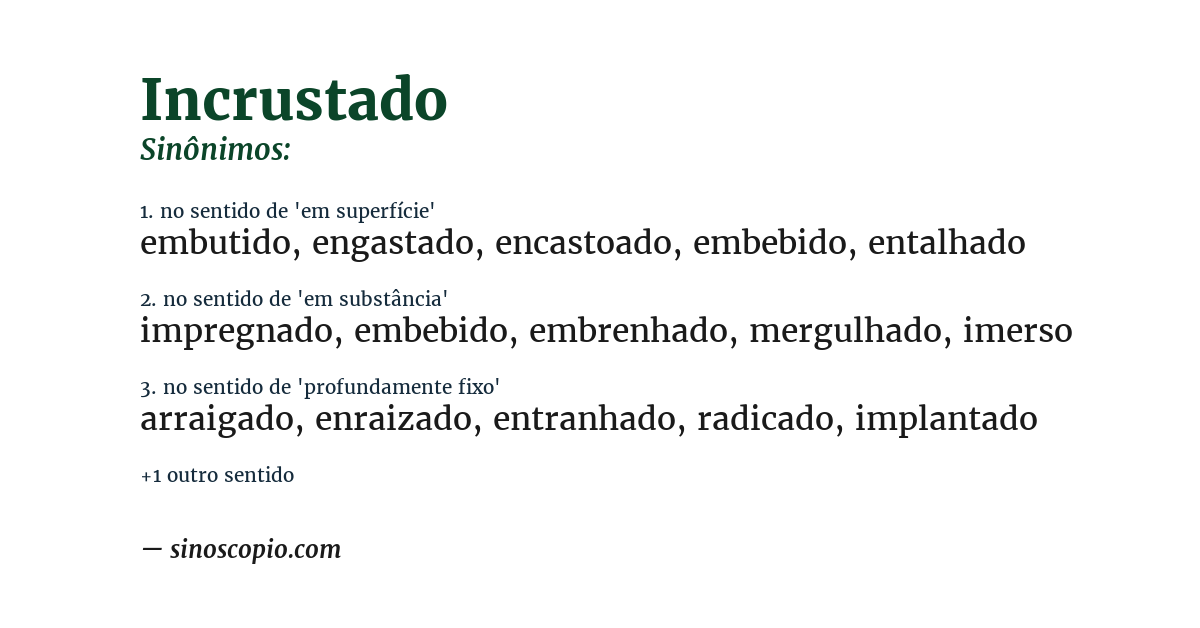 Sinônimo de incrustado