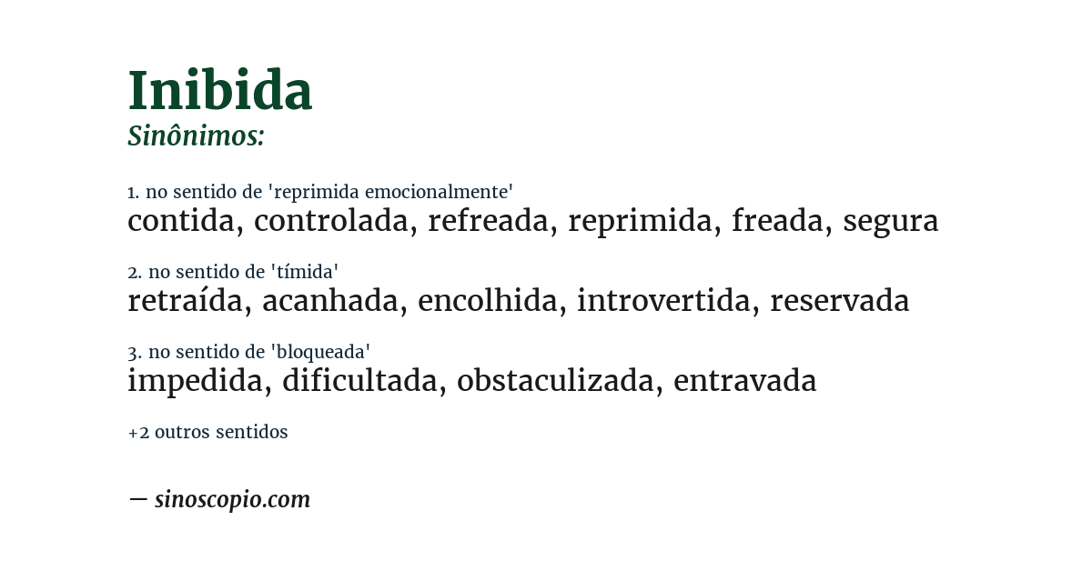 Sinônimo de inibida