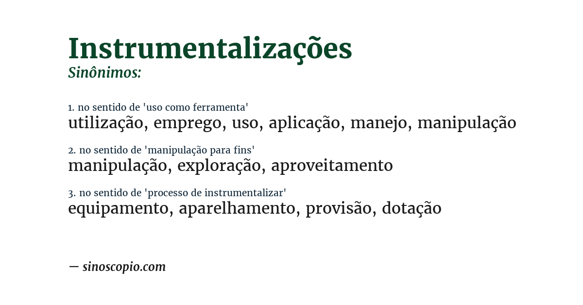 Sinônimo de instrumentalizações