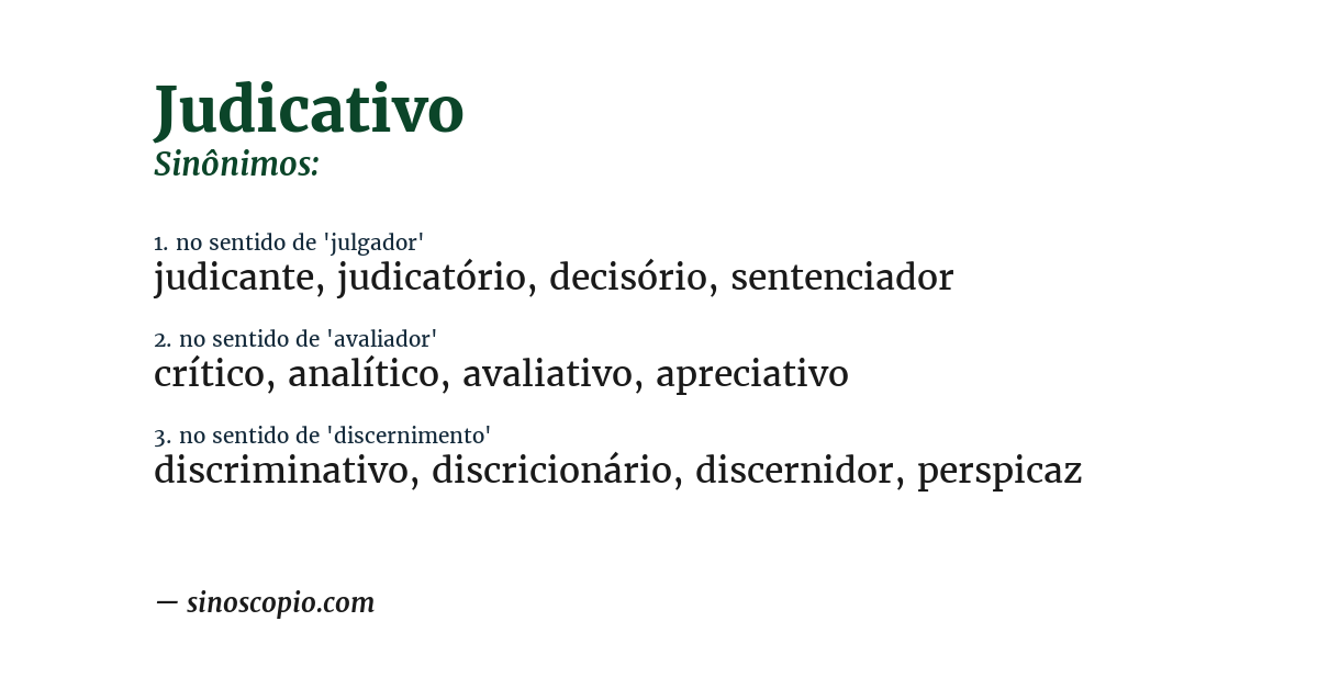Sinônimo de judicativo