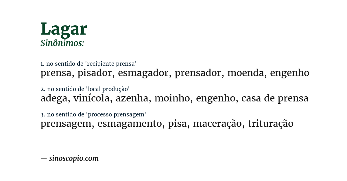 Sinônimo de lagar