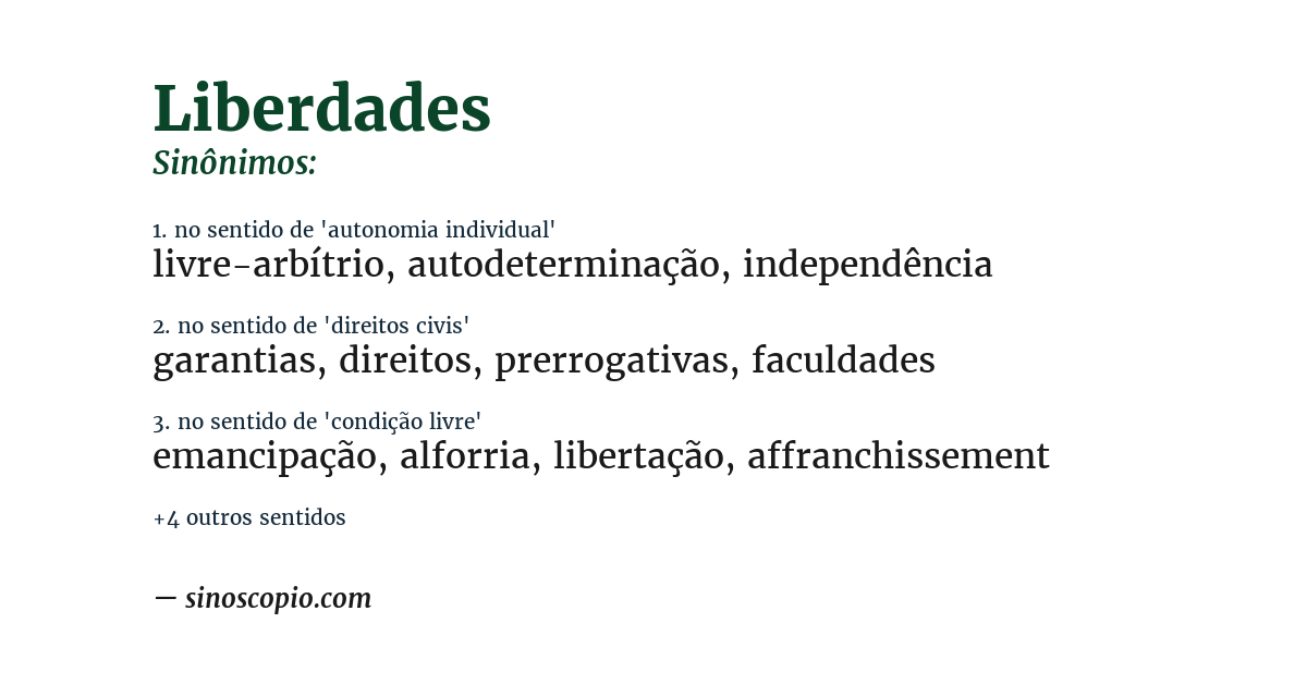 Sinônimo de liberdades