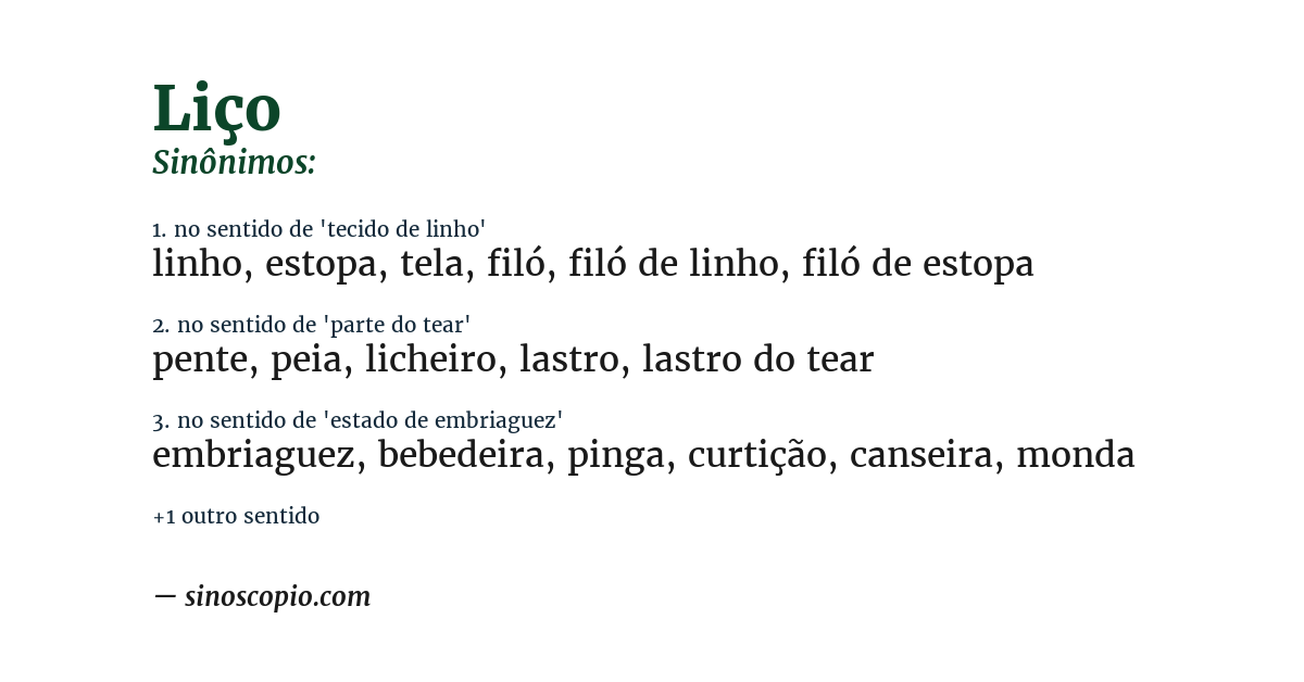 Sinônimo de liço