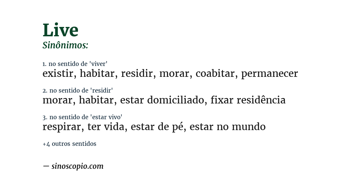 Sinônimo de live