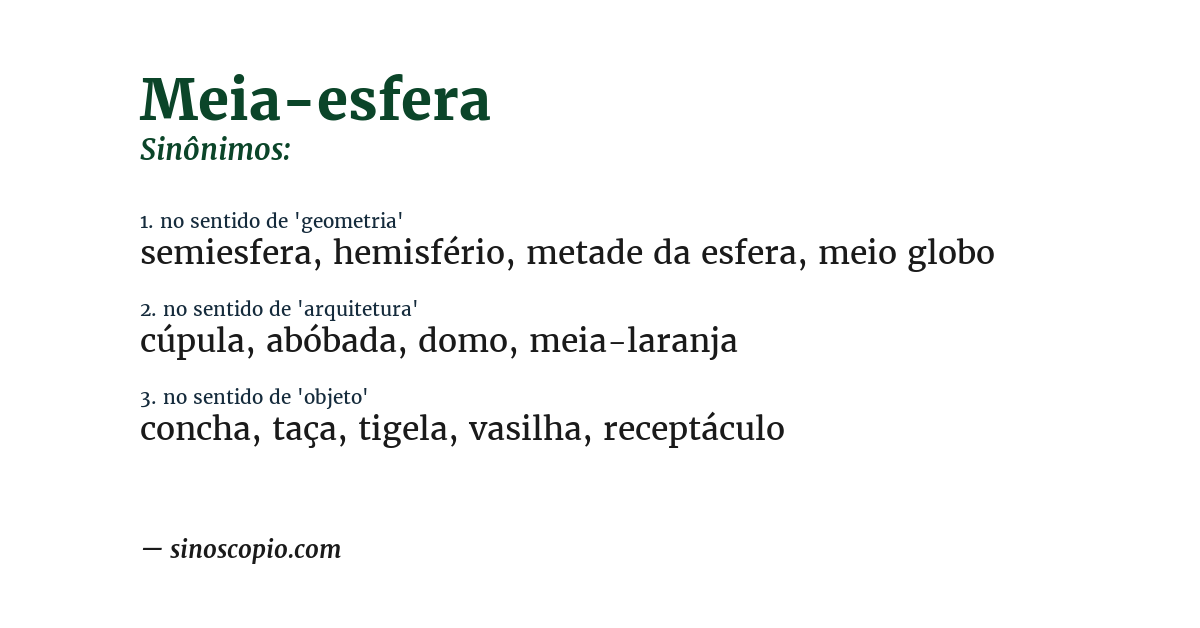Sinônimo de meia-esfera