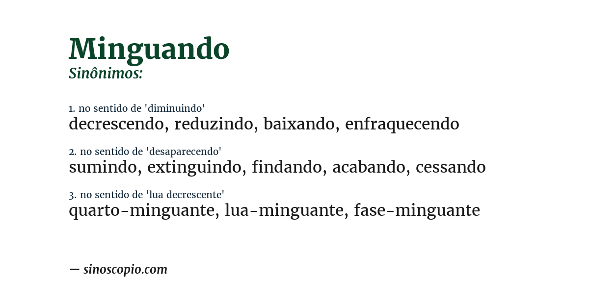 Sinônimo de minguando
