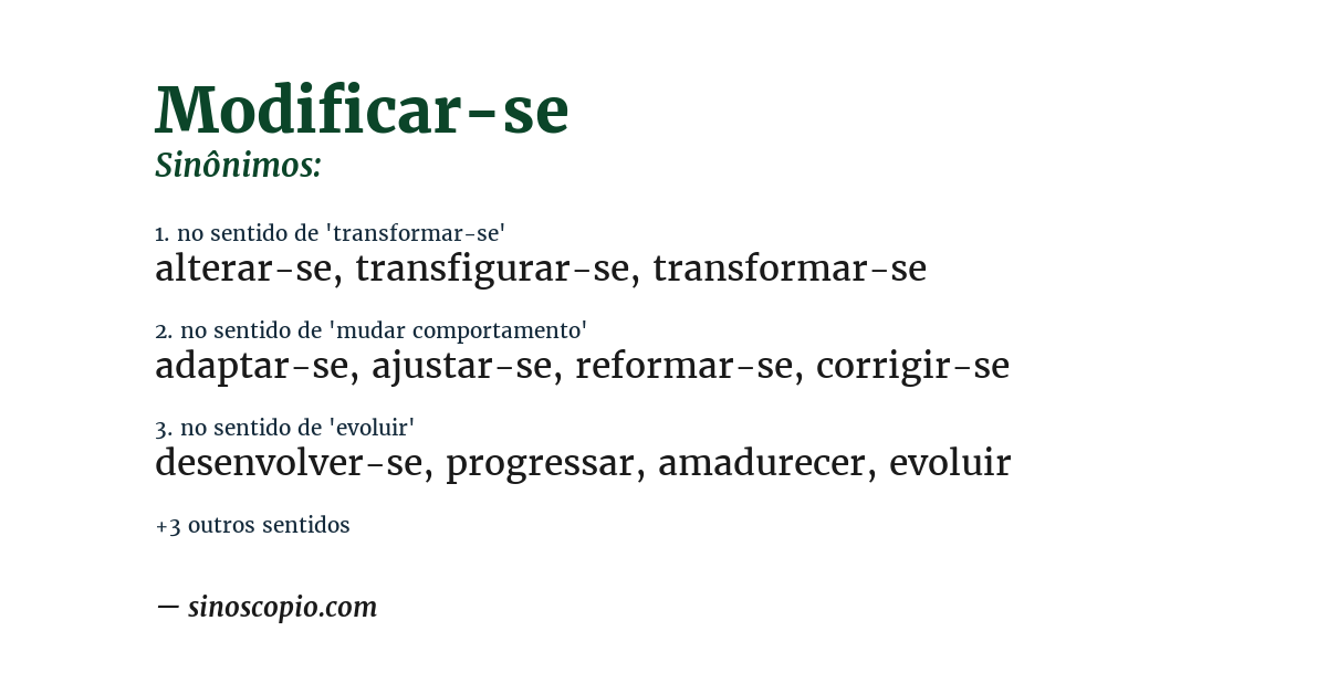 Sinônimo de modificar-se
