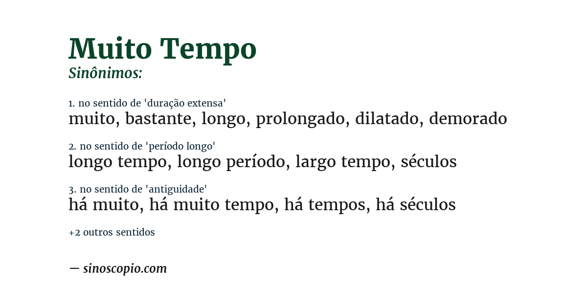 Sinônimo de muito tempo