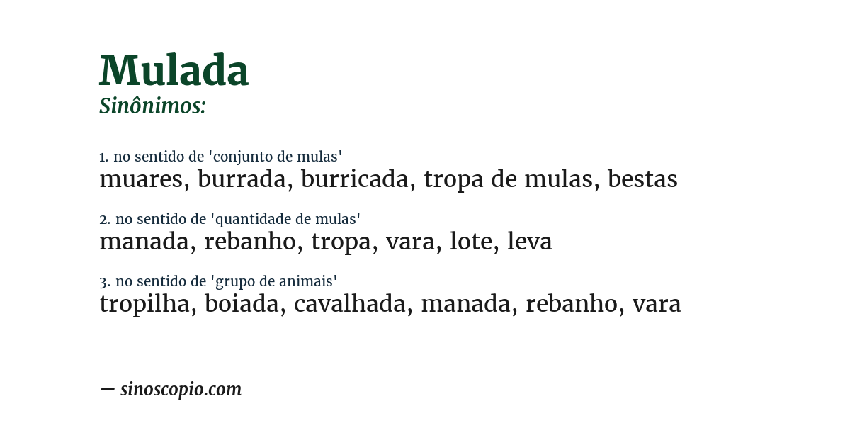 Sinônimo de mulada
