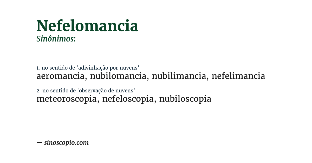 Sinônimo de nefelomancia