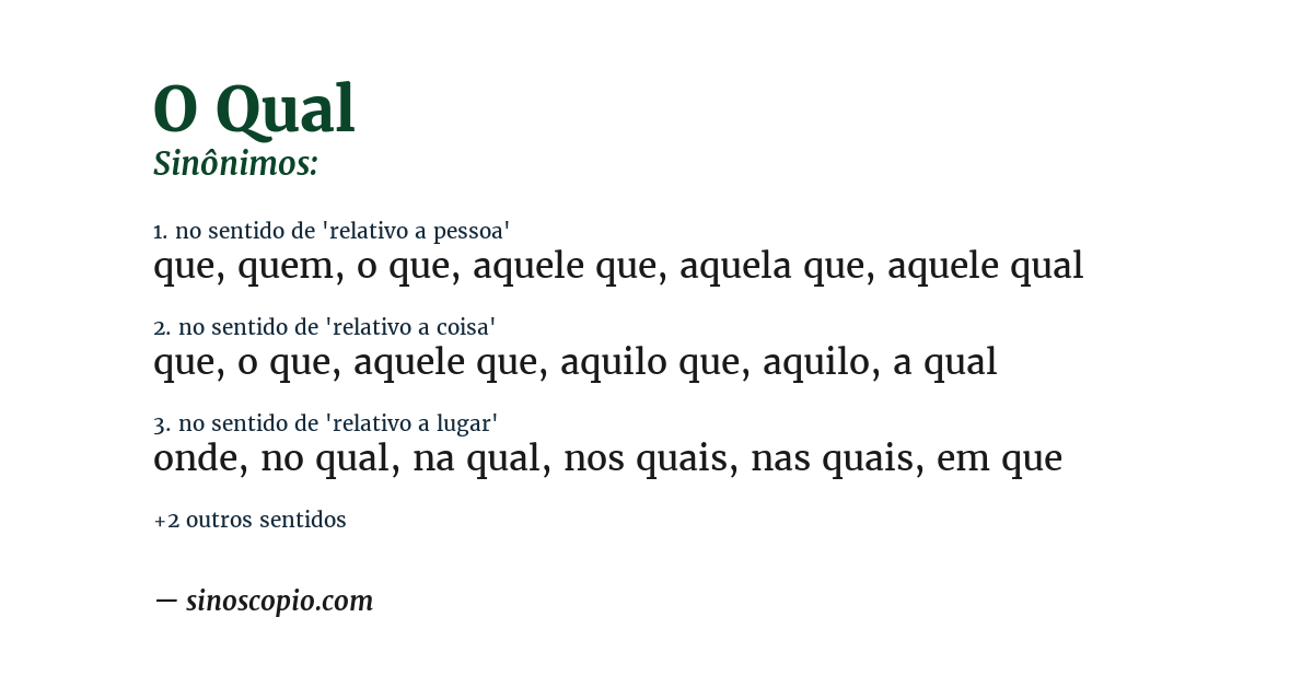 Sinônimo de o qual