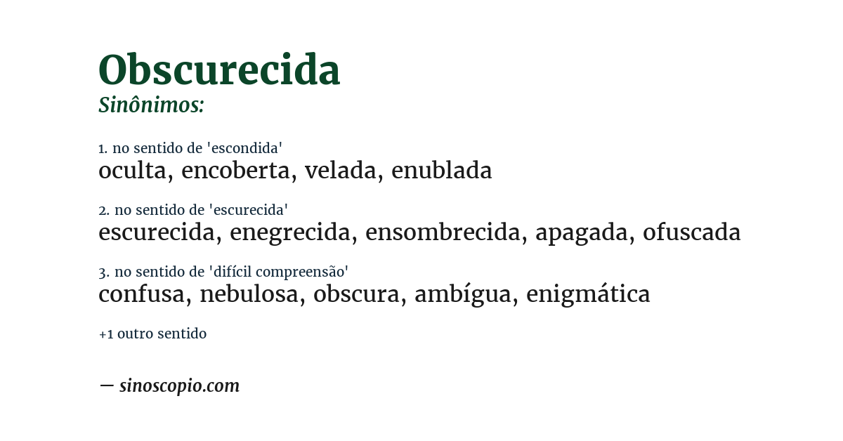 Sinônimo de obscurecida