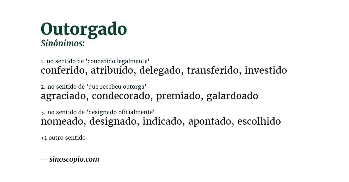 Sinônimo de outorgado