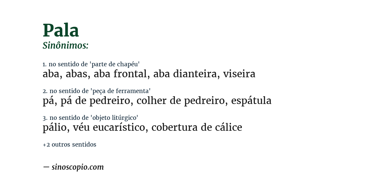 Sinônimo de pala