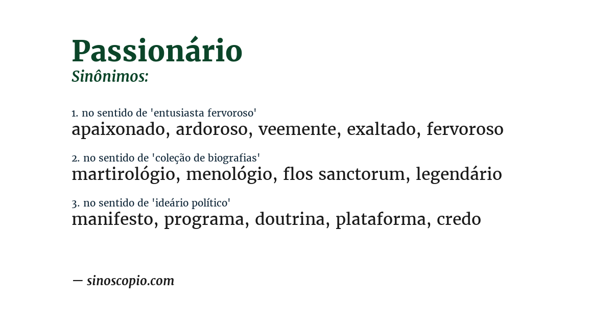 Sinônimo de passionário