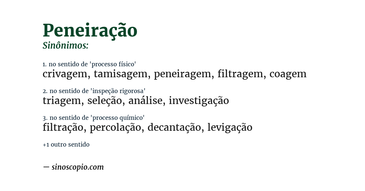 Sinônimo de peneiração