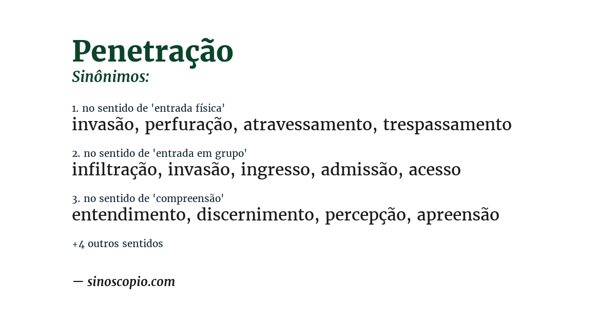 Sinônimo de penetração