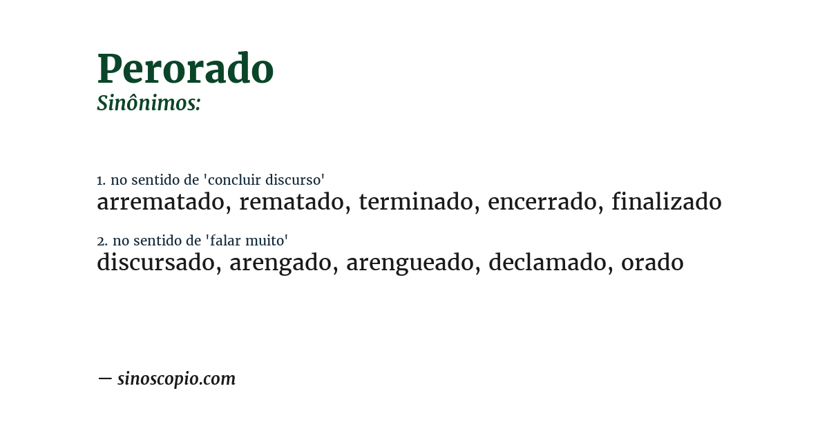 Sinônimo de perorado