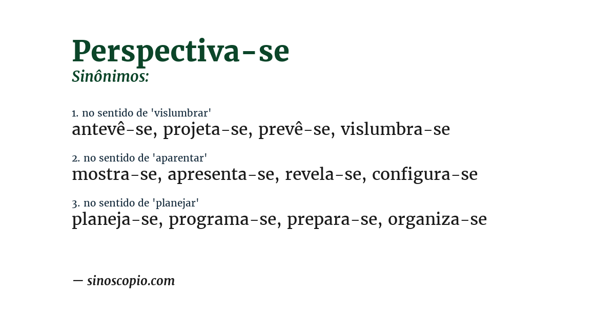 Sinônimo de perspectiva-se