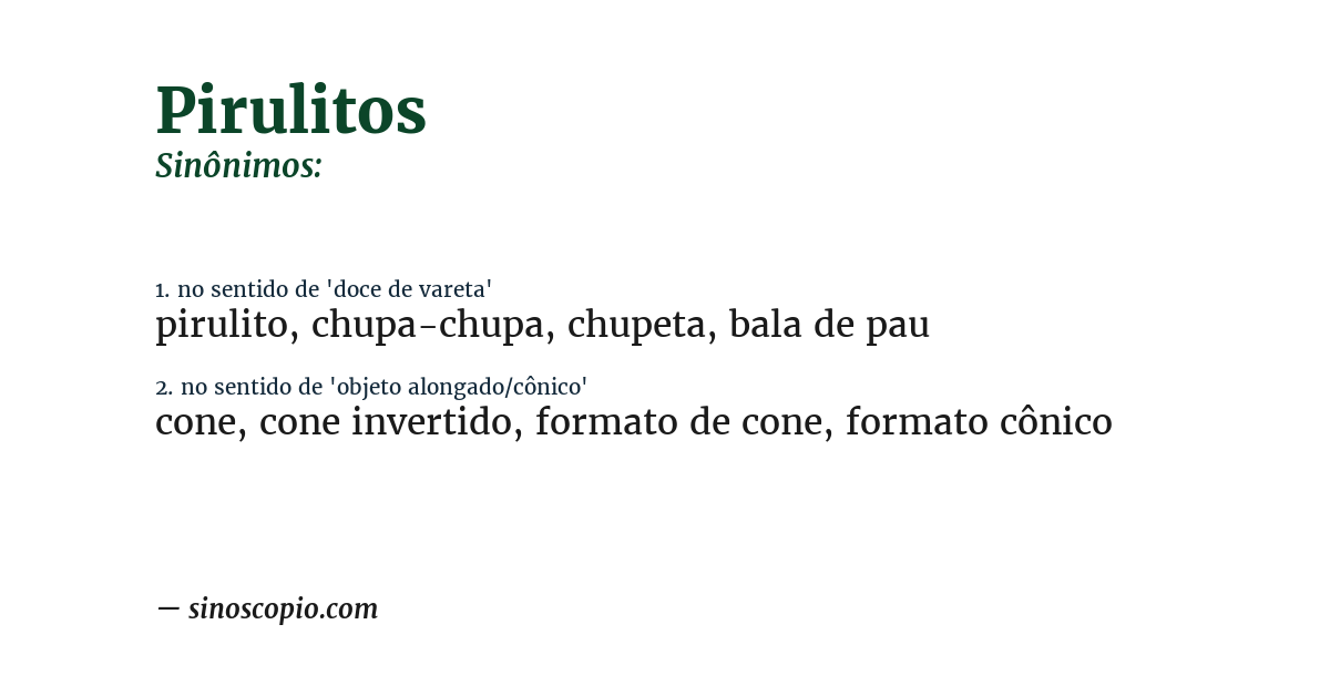Sinônimo de pirulitos
