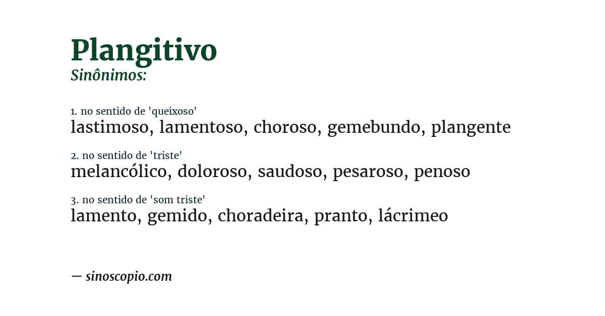 Sinônimo de plangitivo