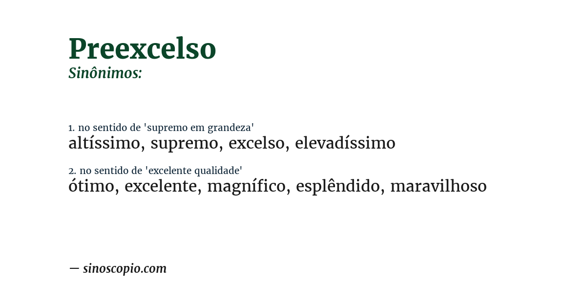 Sinônimo de preexcelso