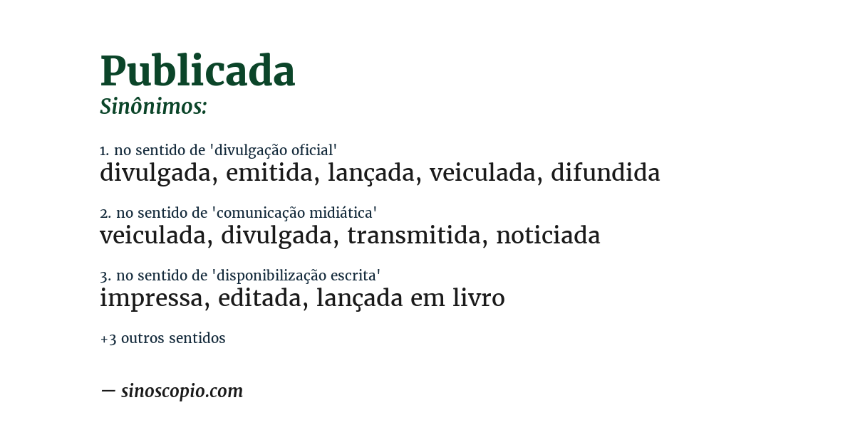 Sinônimo de publicada