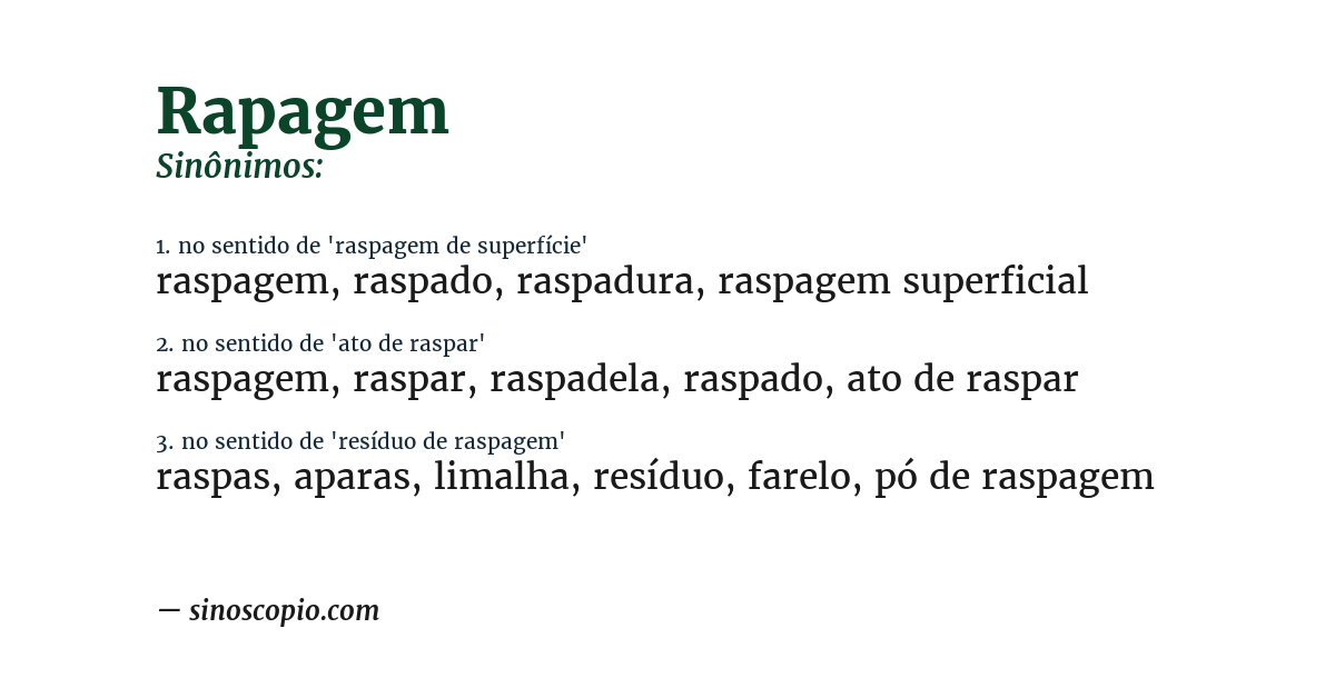Sinônimo de rapagem