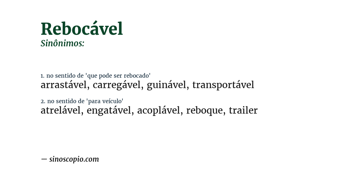 Sinônimo de rebocável
