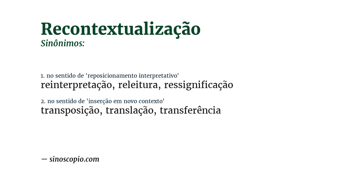 Sinônimo de recontextualização