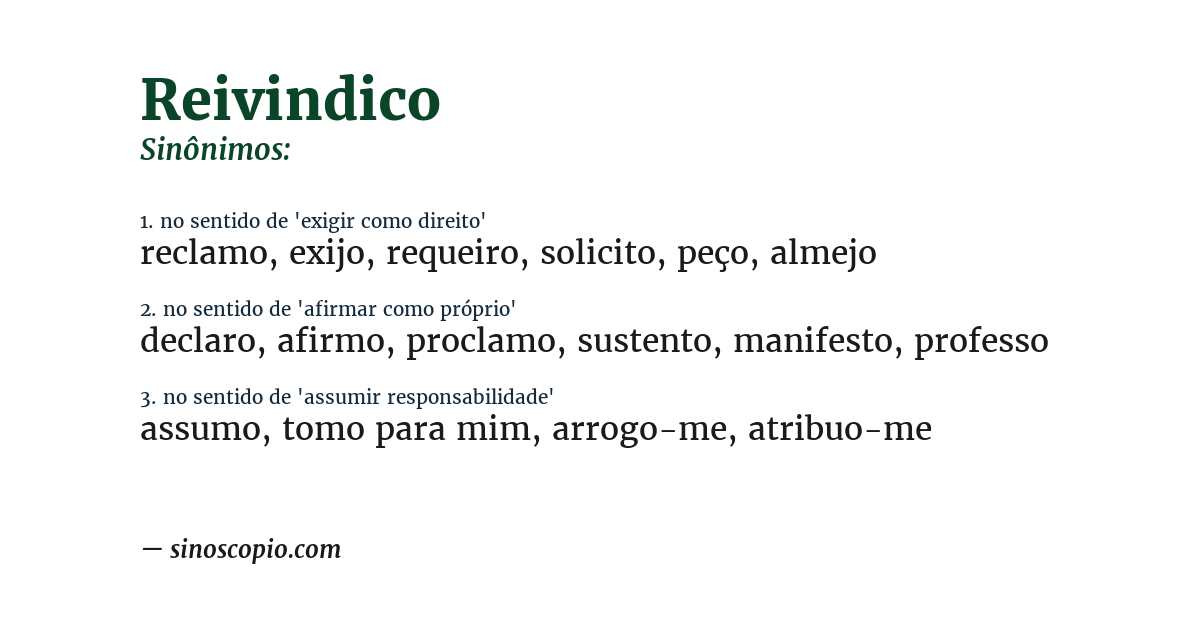 Sinônimo de reivindico