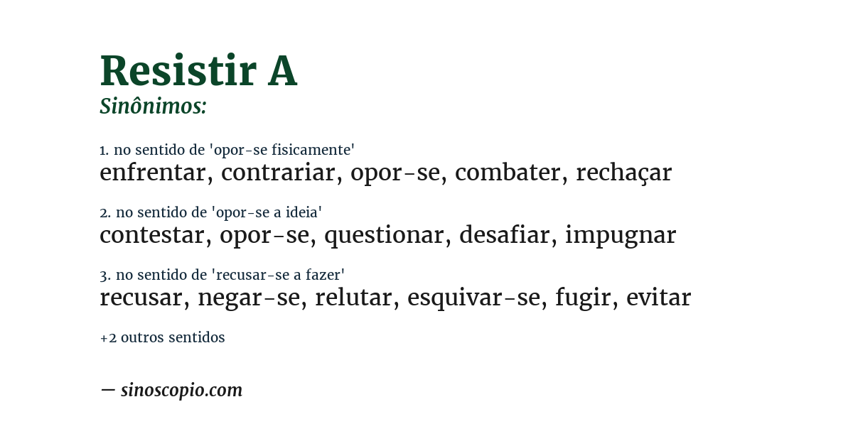 Sinônimo de resistir a