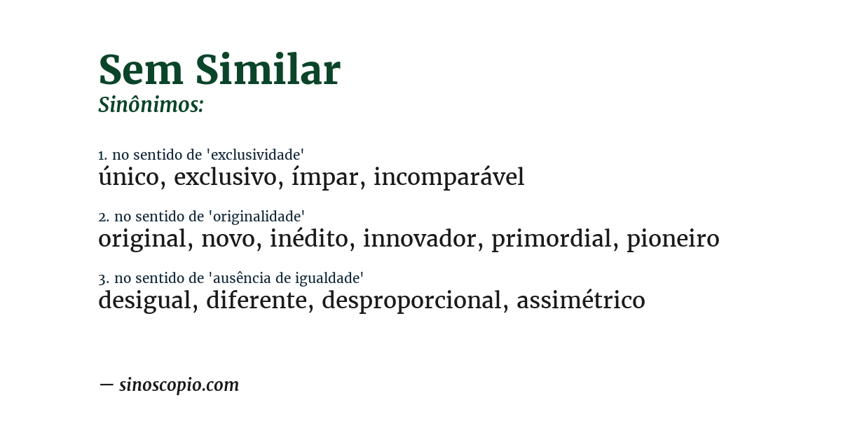 Sinônimo de sem similar