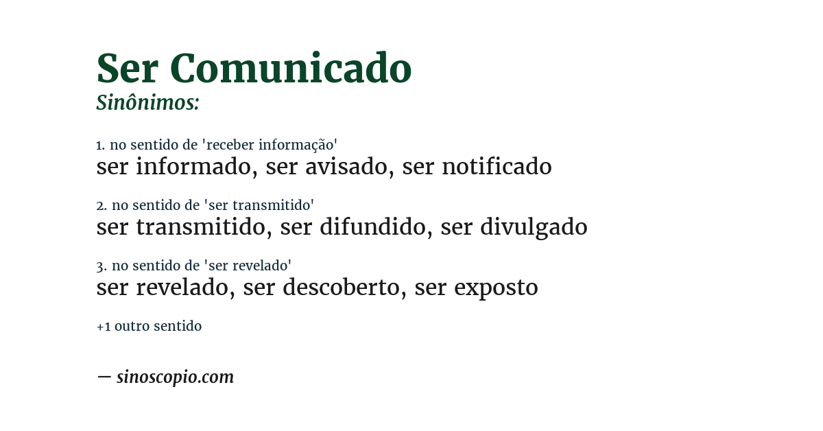 Sinônimo de ser comunicado