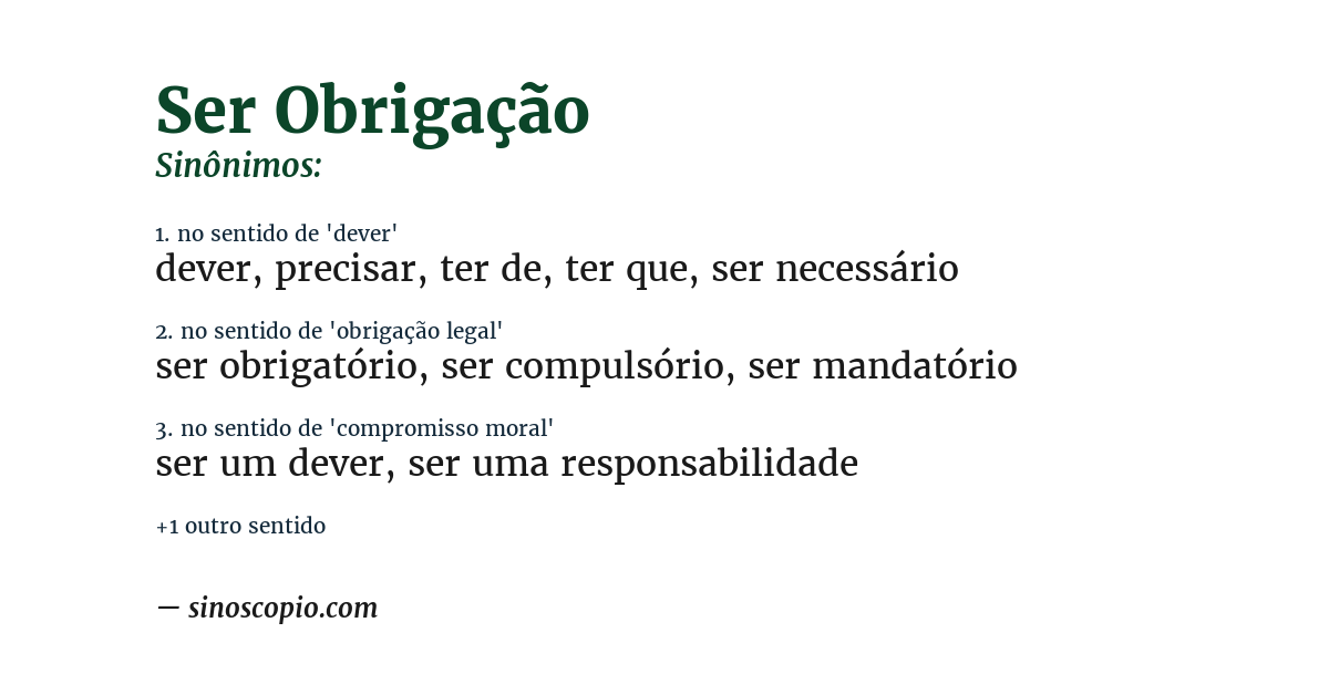 Sinônimo de ser obrigação