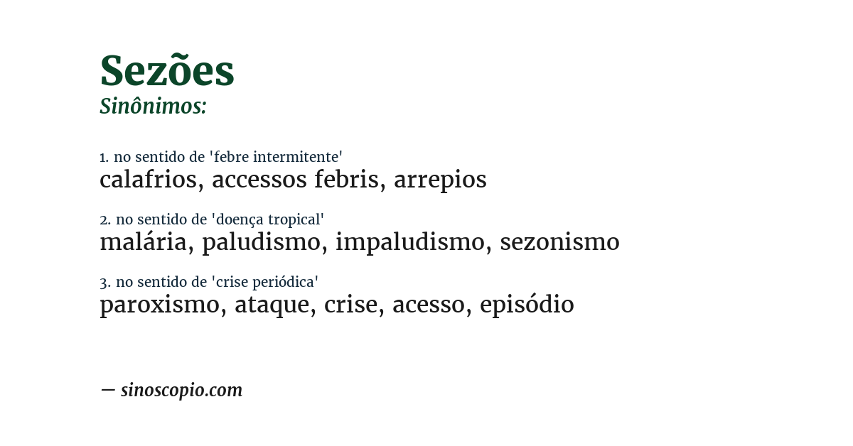 Sinônimo de sezões