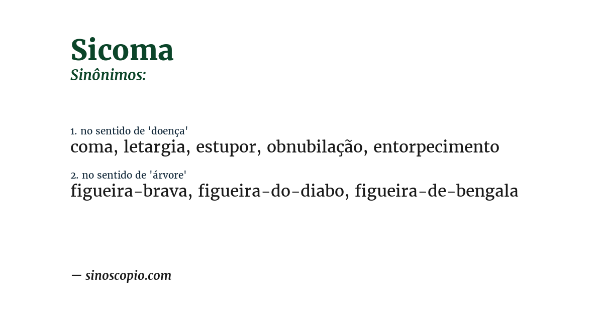 Sinônimo de sicoma