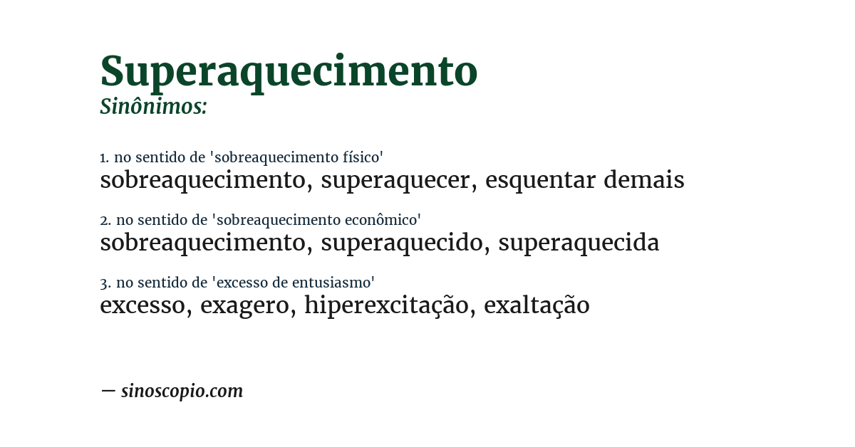 Sinônimo de superaquecimento