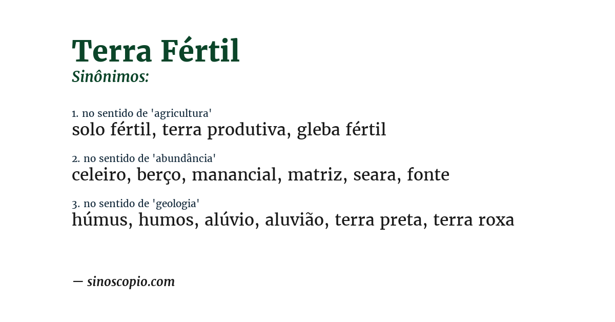 Sinônimo de terra fértil
