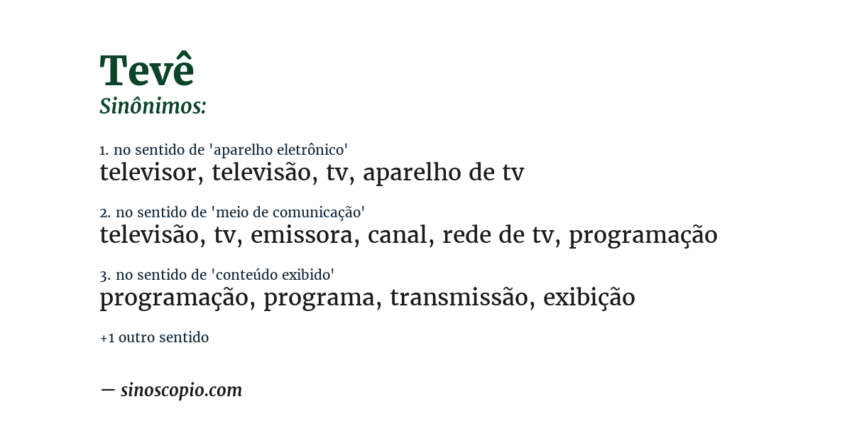 Sinônimo de tevê