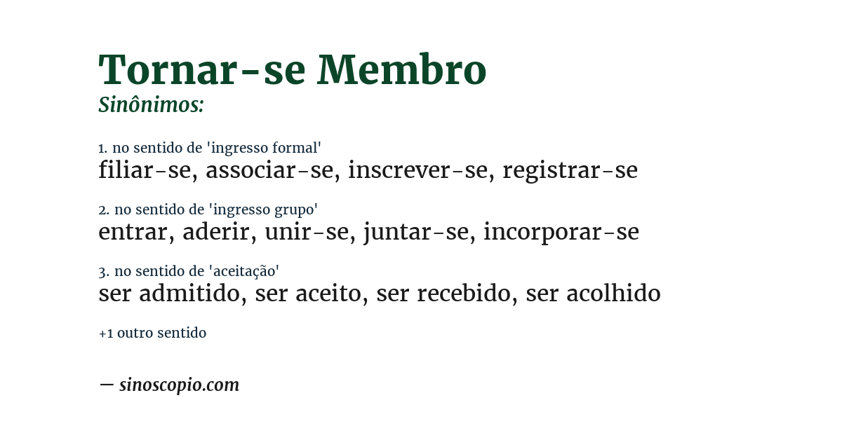 Sinônimo de tornar-se membro