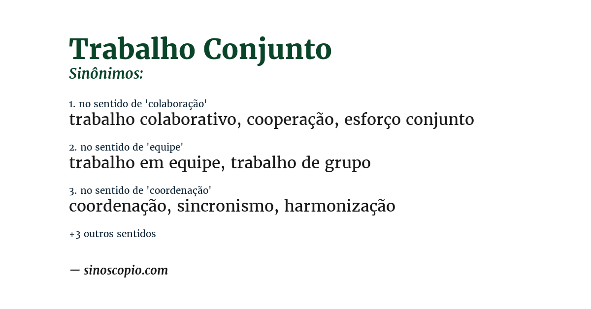 Sinônimo de trabalho conjunto