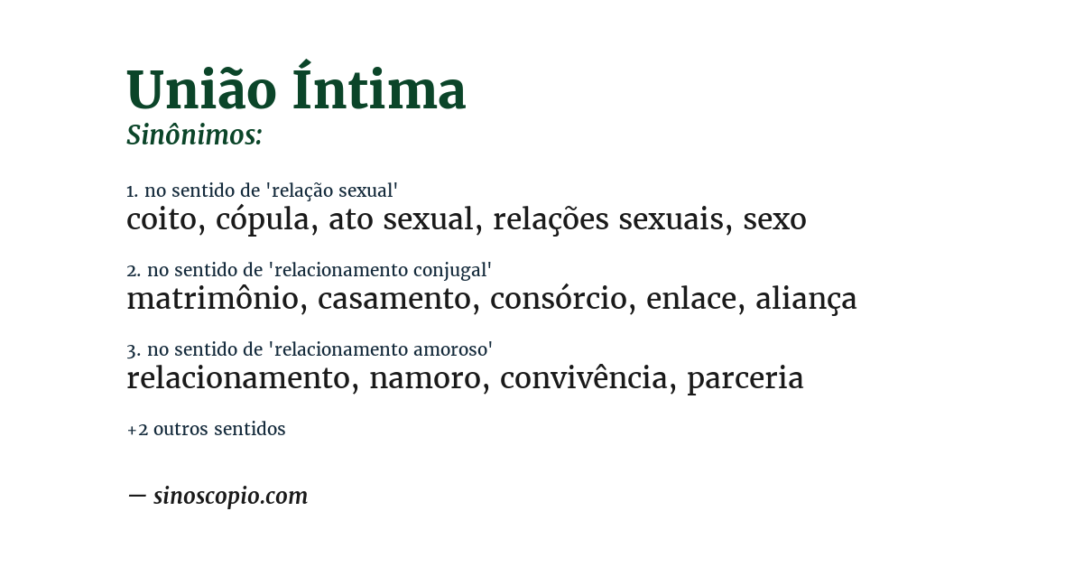 Sinônimo de união íntima